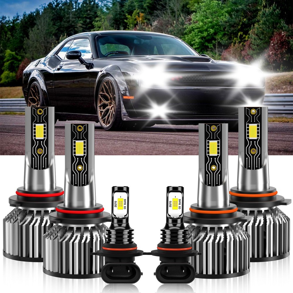 6x LED Headlight High Low Beam Fog Light Bulb White For Dodge Avenger 2008-2009