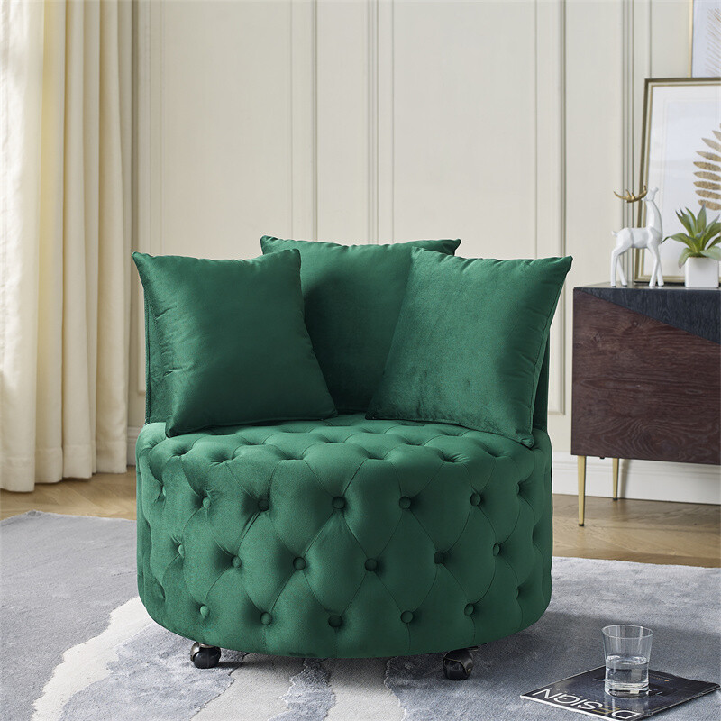 Velvet Swivel Accent Chair Modern Comfy Upholstered Sofa for Living Room  