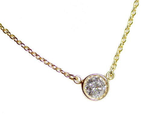 TIFFANY Co K18YG Elsa Peretti by the Yard Necklace with 0.15ct Diamond