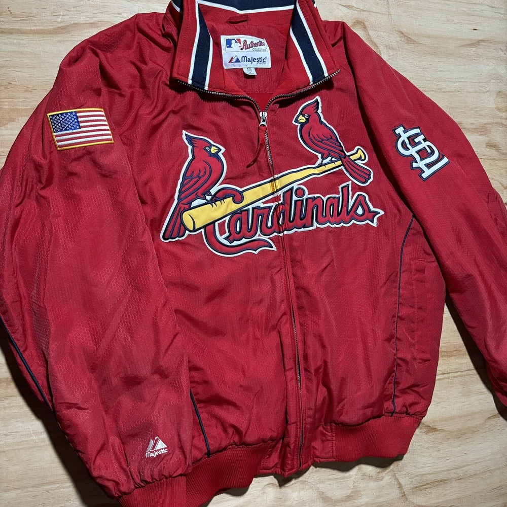 St. Louis Cardinals MLB Vintage 90s Red Majestic Zip Sewn Jacket XXL -Read