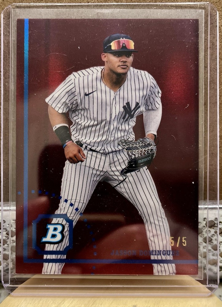 2022 Bowman Heritage Yankees Jasson Dominguez RC Red Chrome Refractor 5/5 Ultra Rare