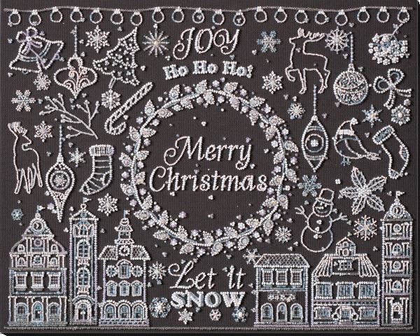 Bead embroidery kit Silver sparks needlework kit Art canvas beadwork pattern