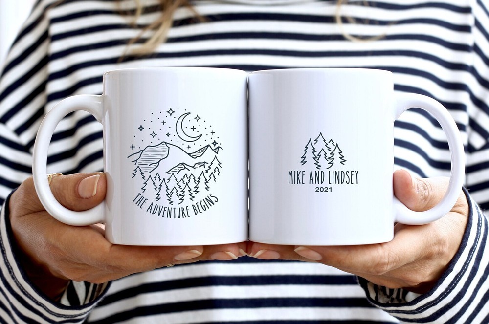 Personalized Mountain Mug Gift For A Couple Mountain Wedding Engagement Gift