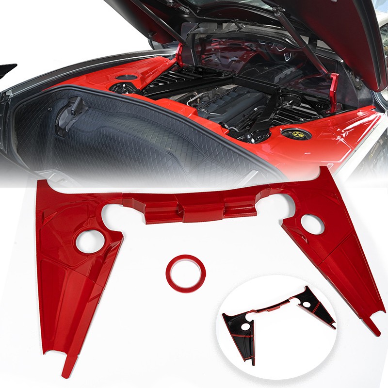 For 2020-2024 Corvette C8 US Red Engine Bay Trim Panel Appearance Covers Add-On