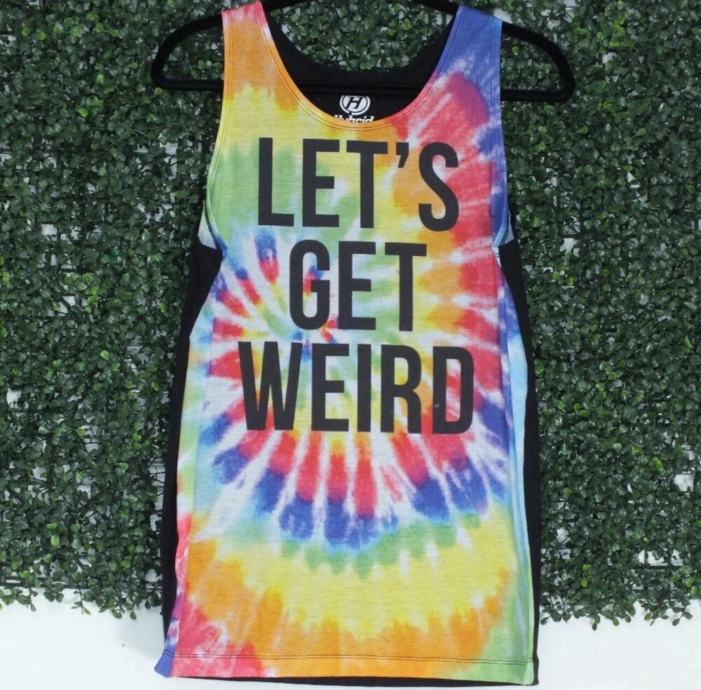 Hybrid Let's Get Weird Tie Dye Muscle Tank Gym Athleisure Women's Size Medium