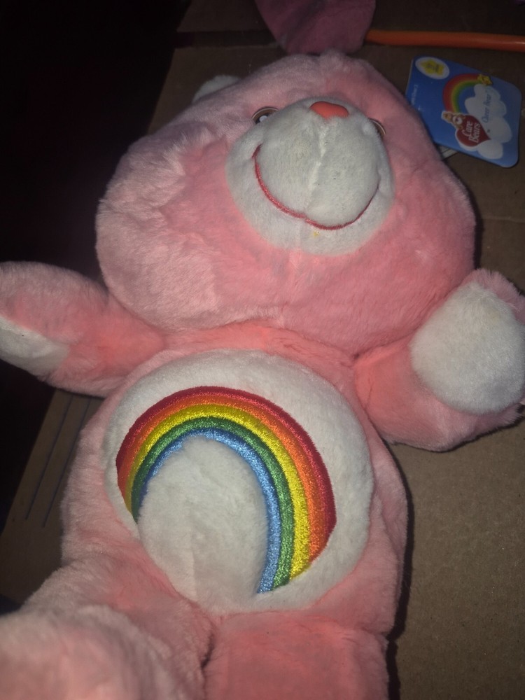 Care Bears Cheer Bear 14 Inch Rainbow Plush Stuffed Toy 2002 Pink Anniversary Edition