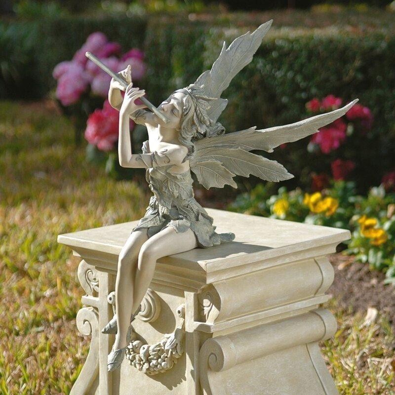 Flute Fairy Angel Statue Outdoor Garden Sculpture Decoration
