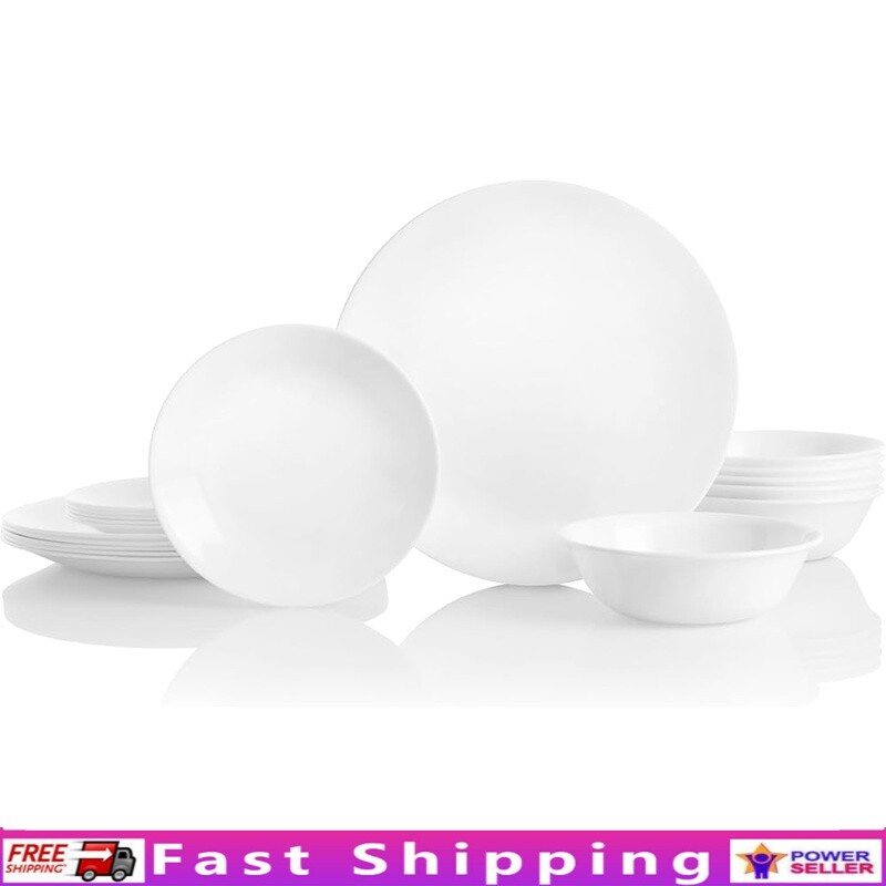 18 Piece Dinnerware Set Chip Resistant Lightweight Plates Bowls Microwave Safe
