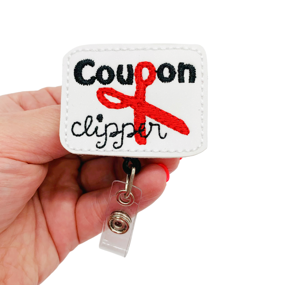 Coupon Clipper Badge Reel Funny ID Holder Couponing Name Tag Clip Nurse Gift-image