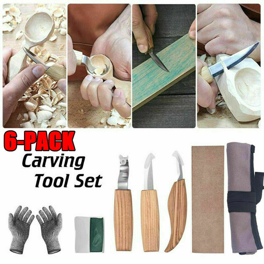 Woodworking Wood Carving Knives Set Whittling Carpenter Tools Hand DIY Spoon Kit