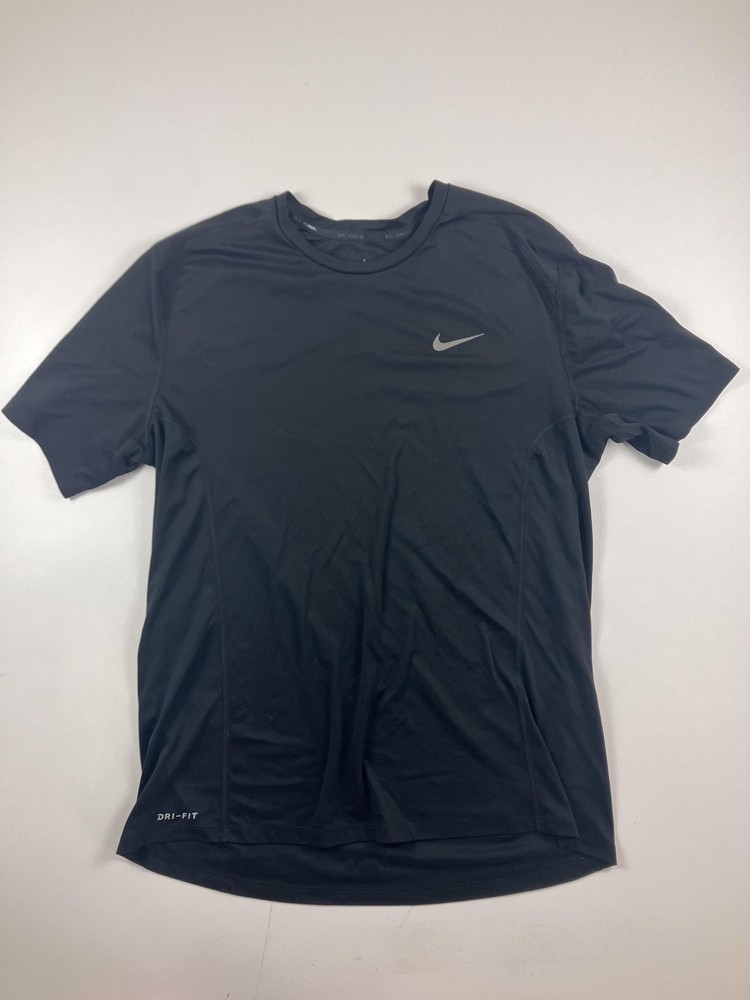 Nike Shirt Mens Large Black Dri-FIT Running Athletic Short Sleeve Performance