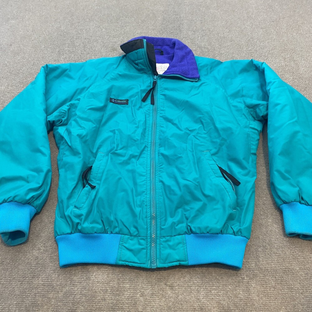 Vintage 90s Y2K Teal Columbia Ski Jacket with Colorblock Sleeves - Adult Small