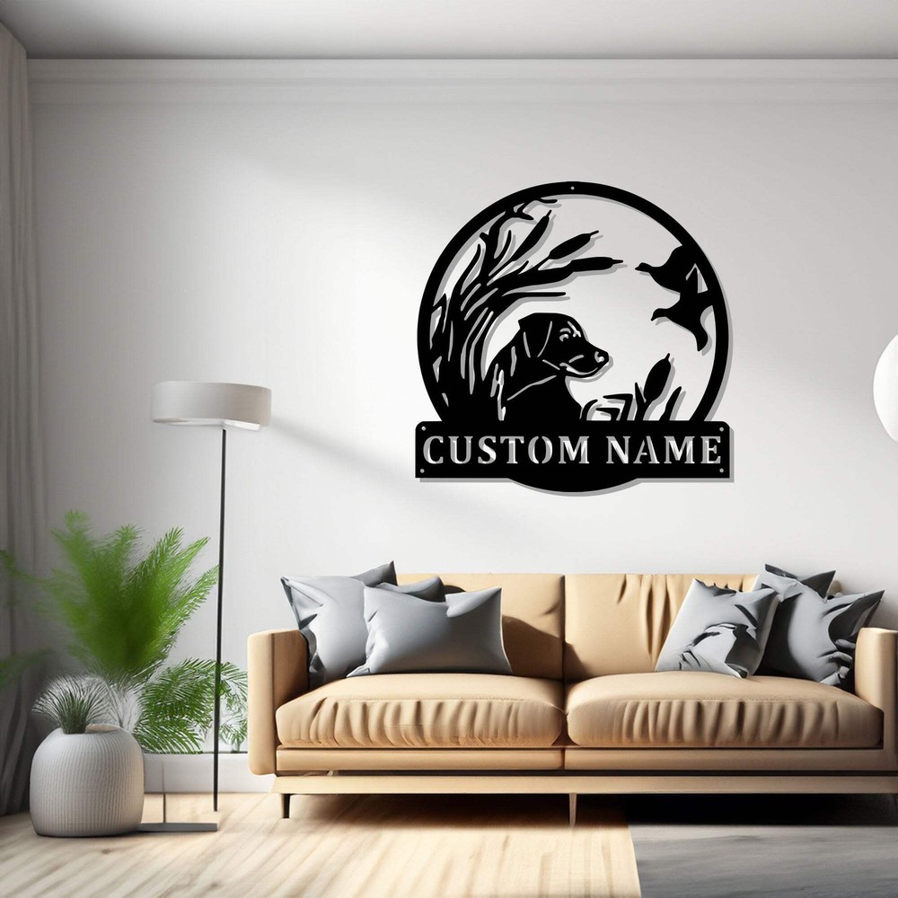 Custom Labrador Dog Hunting Metal Wall Art Personalized Dog Hunting Name Sign De
