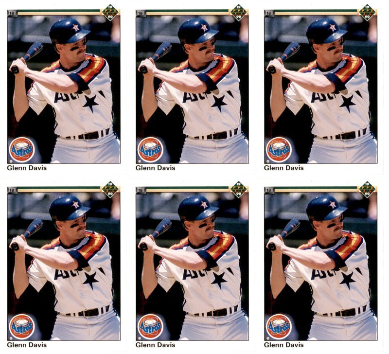 (6) 1990 Upper Deck #245 Glenn Davis Houston Astros Card Lot
