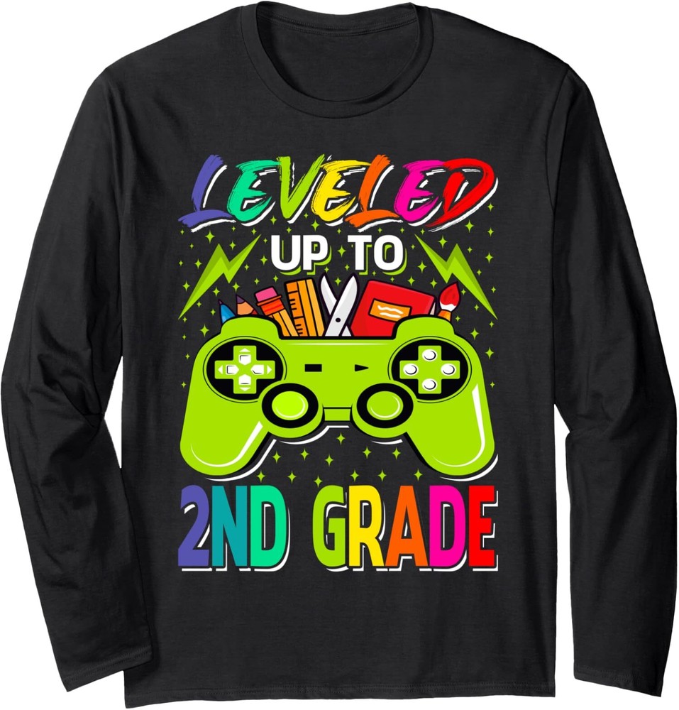 Leveled Up To 2nd Grade Gamer Back To School First Long Sleeve Tshirt