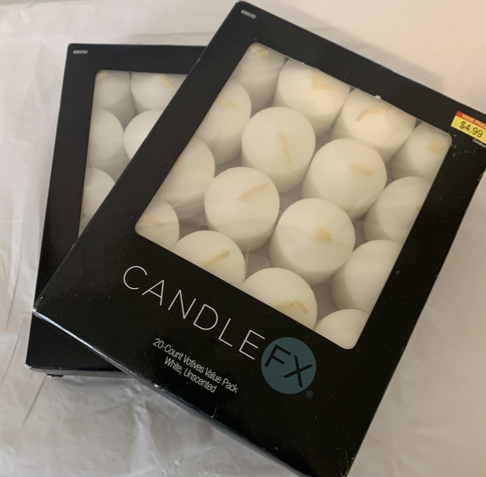 Candle FX 20 Count Votives Value Pack White Uncented 2 Boxes