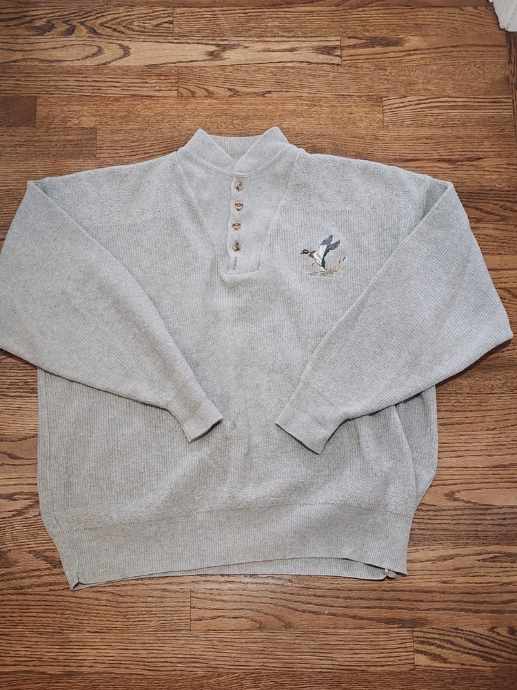 Winona Men's Vintage Wool Grey Pullover Sweater Size XL Duck Knit