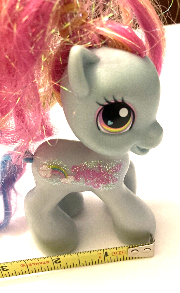 My little pony Rainbow dash glitter 4 inch hasbro G3.5 Blue horse multi hair