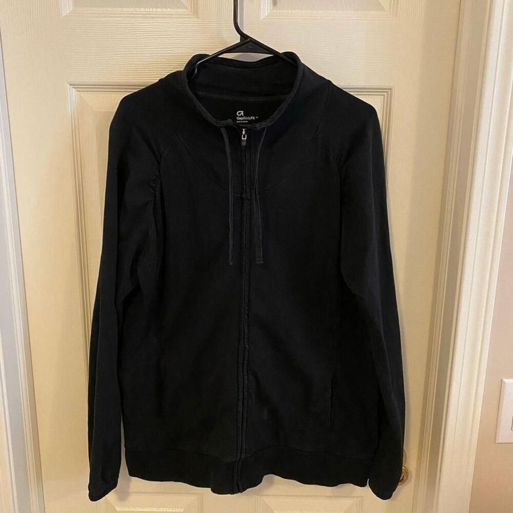 Gap Fit Black Sweatshirt Jacket Lightweight Size XL, full zip