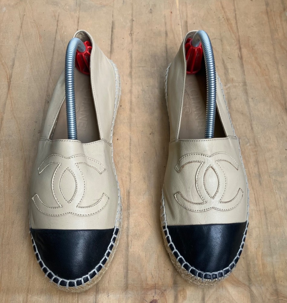 Chanel Lambskin Leather Espandrilles CC Logo Size38