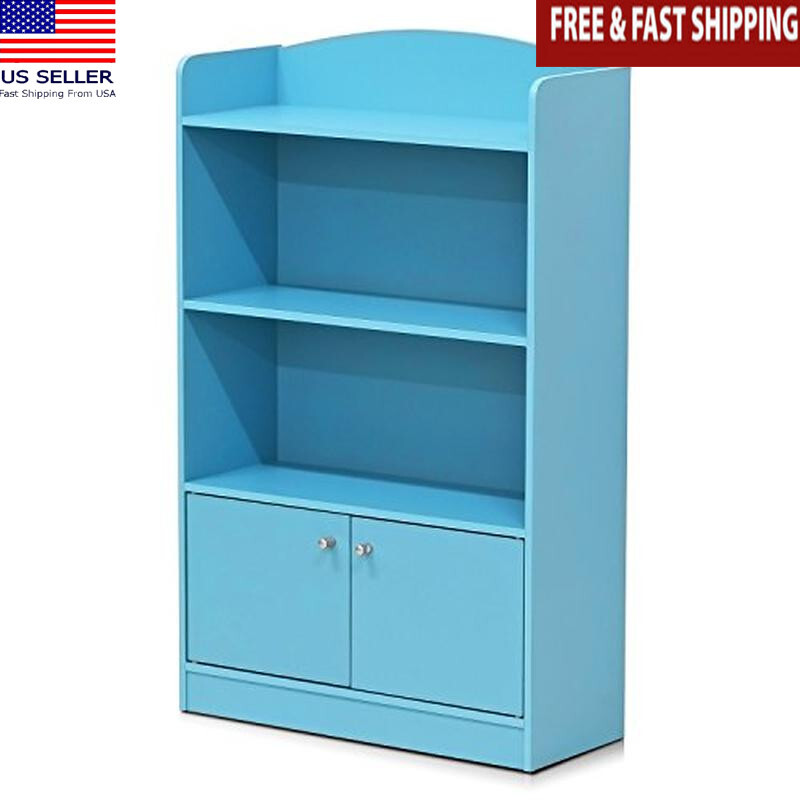 Bookshelf W/ Storage Cabinet 2 Shelves Open & Closed Durable Organizer Home New