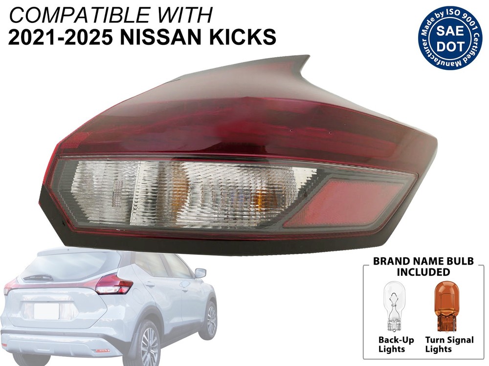 Tail Lights for 2021 - 2025 Nissan Kicks Outer Passenger Right Side 265505R00A