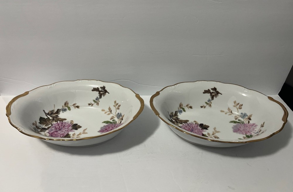 Halsey Autumn Dawn #562 Fine China Serving Dishes 2 pc 22K Gold Discontinued