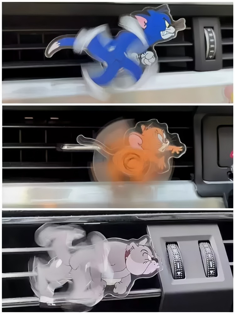 Tom And Jerry Chase Car Truck Air Vent Decoration Windmill Cartoon Set.