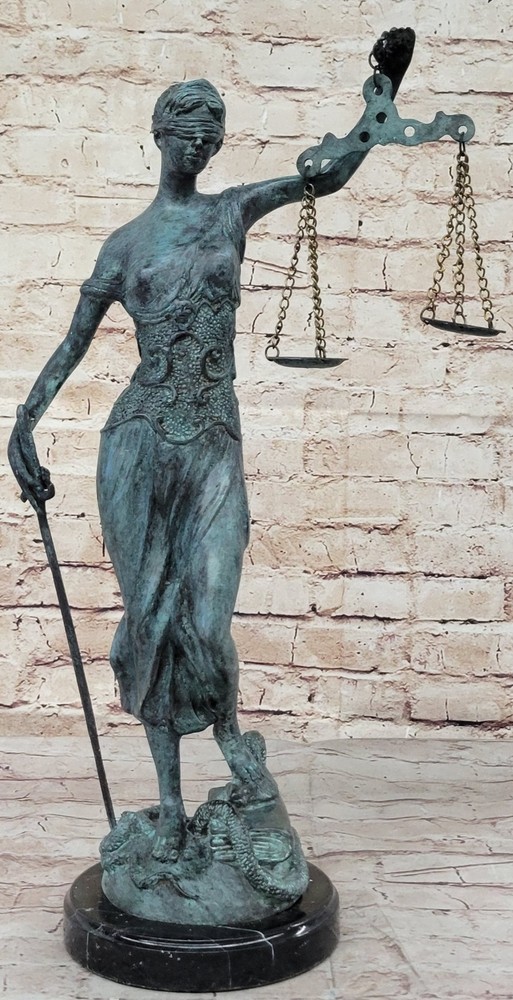 Bronze Blind Lady of Justice Scales Law Lawyer Attorney Office Sculpture Decor