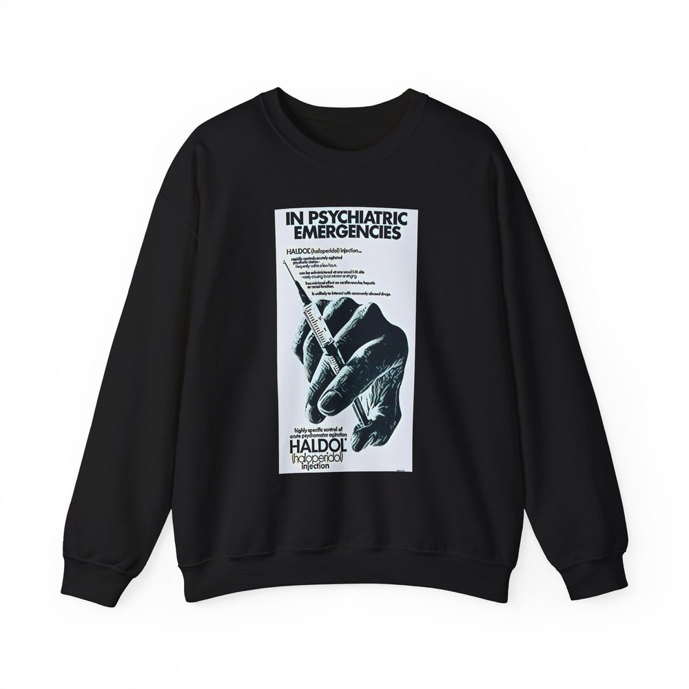 Halidol Retro Ad Art Graphic Print Art LS Unisex Heavy Blend Crewneck Sweatshirt