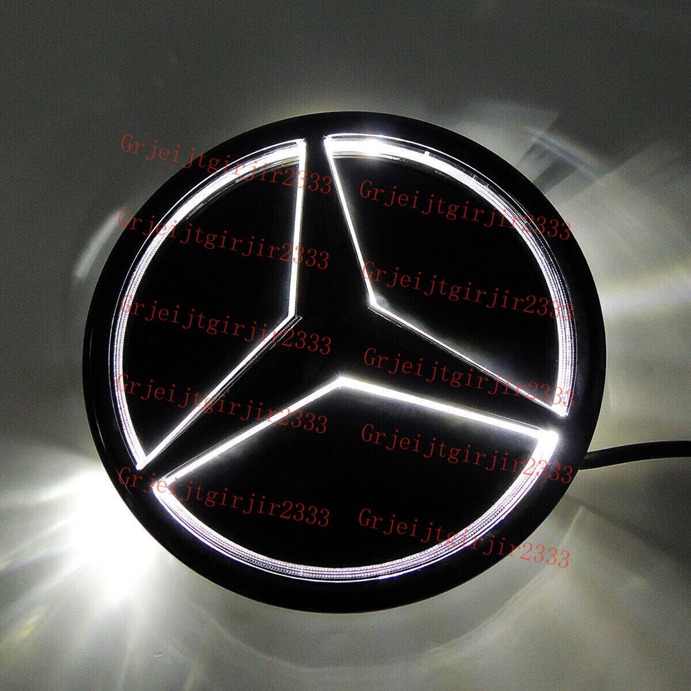 Front Grille Star Emblem For 2019-2022 W205 W177 LED Light Badge Mirror Black