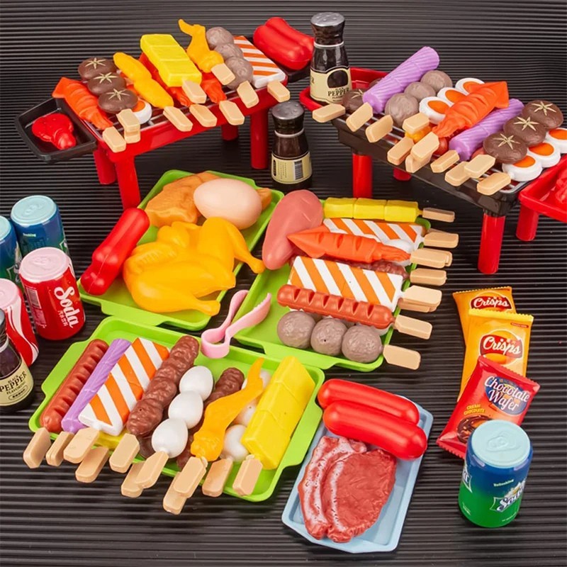 Play Food Toys Set Kids Pretend Cooking Play Kitchen Full Set Cookware BBQ New