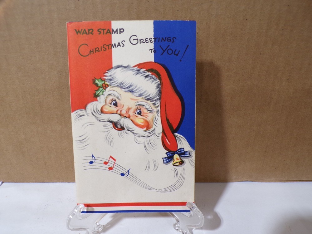1942 US Official Gift Of War Stamps W/Album Christmas Card Treasury Dept SANTA