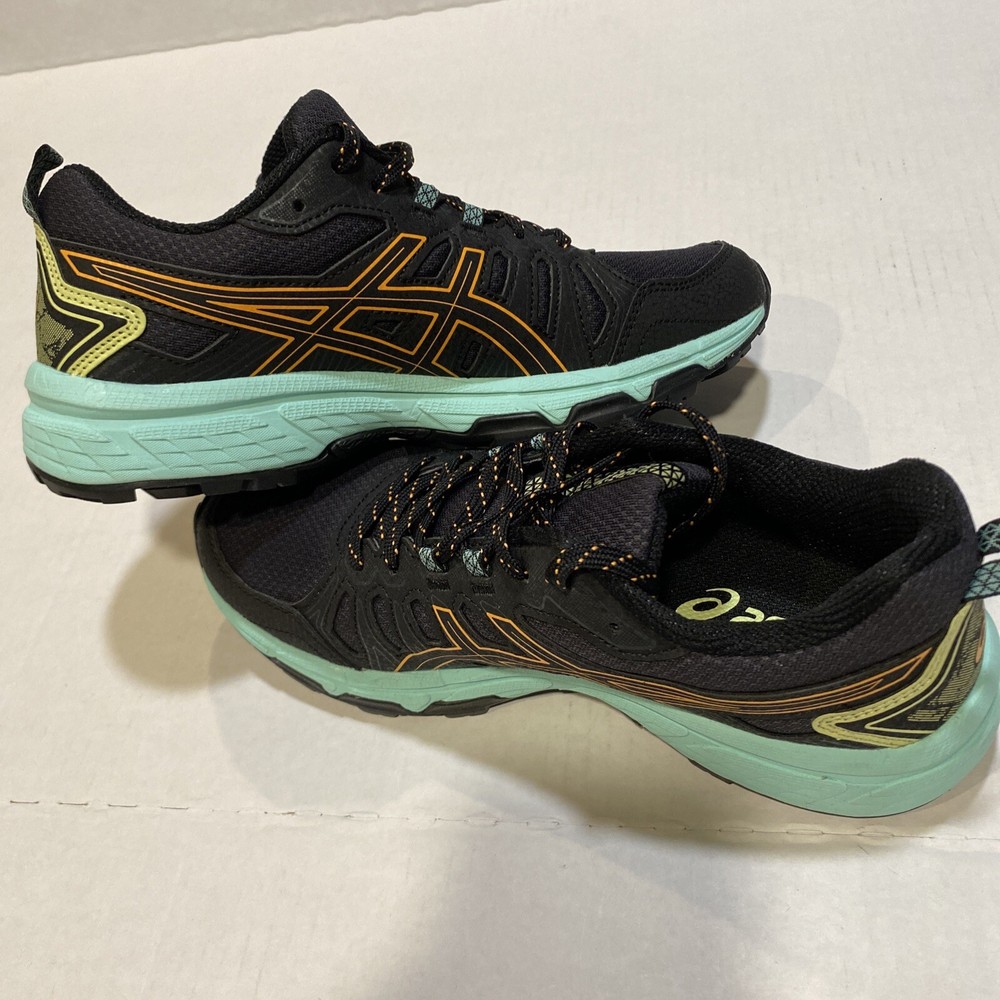 Asics Gel Venture Women Sz 7 Black/Multi Athletic Trail Running Shoes Sneakers