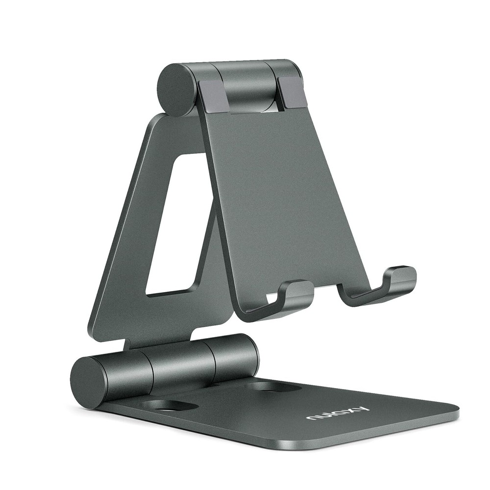 Nulaxy Dual Folding Cell Phone Stand, Fully Adjustable Foldable Desktop Phone Ho