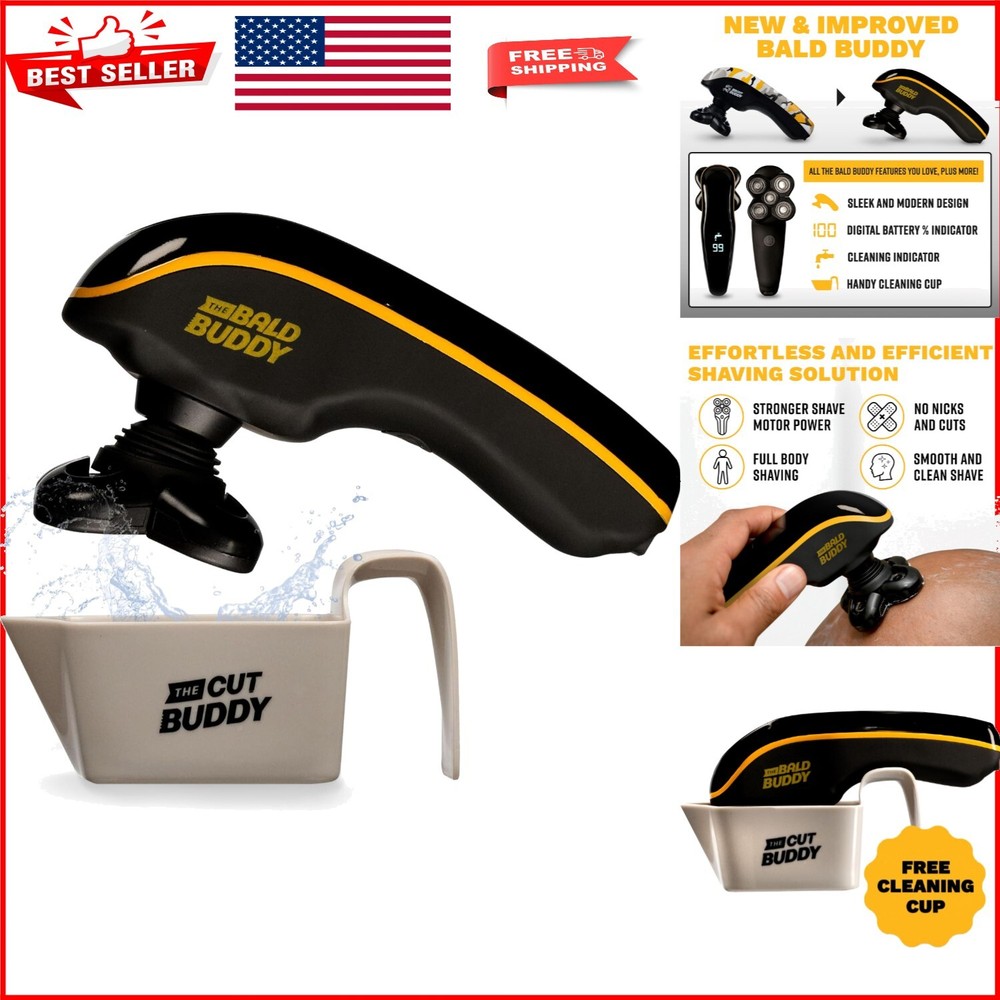 Comfortable Ergonomic Electric Razor for Bald Men - Includes Free Shaving Cream