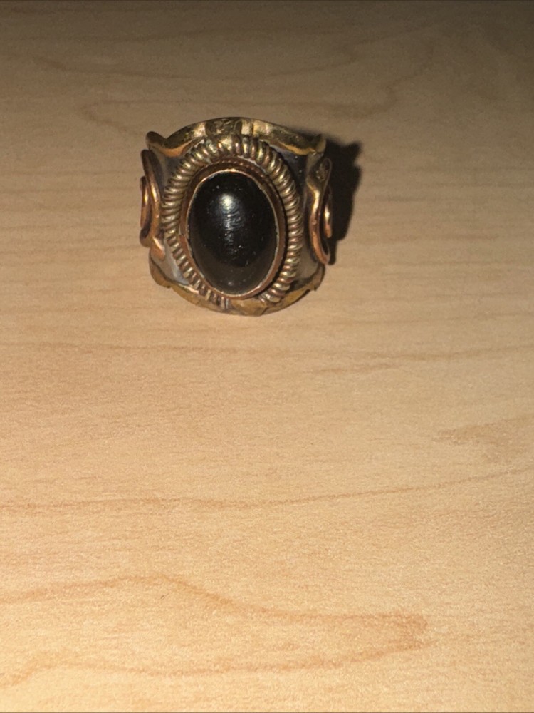 Janya Black Onyx Silver plated brass Cuff Ring India Adjustable