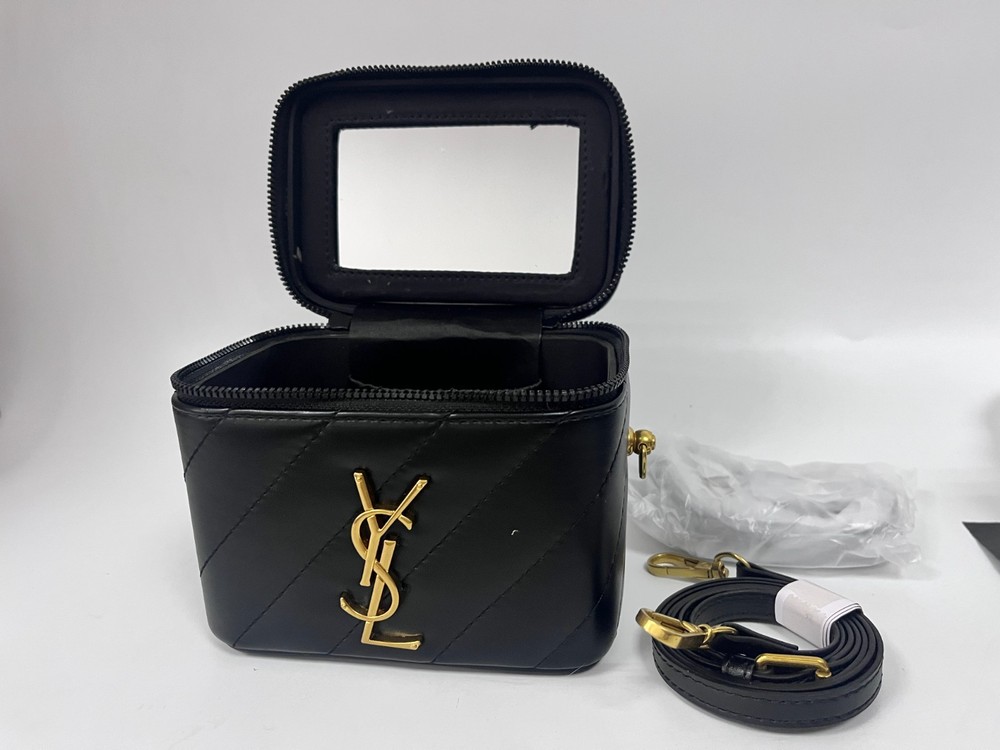 YSL Yves Saint Laurent Makeup Converted Crossbody Bag Purse Vanity Case Black
