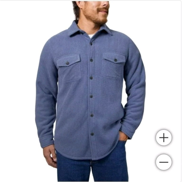 Freedom Foundry Mens XL Fleece Shirt Jacket Heavyweight Super Plush Blue