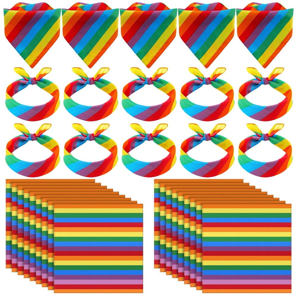 300 Piece Rainbow Bandana Pride Headband LGBT Scarf Bulk Set