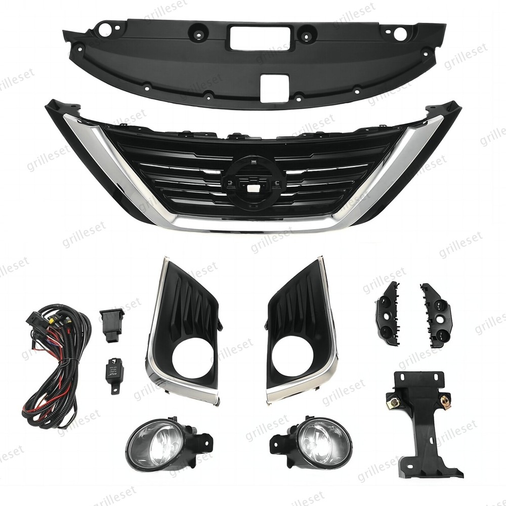 For Altima 2016-18 Complete Grille Fog Light Kit Radiator Cover & Bumper Bracket