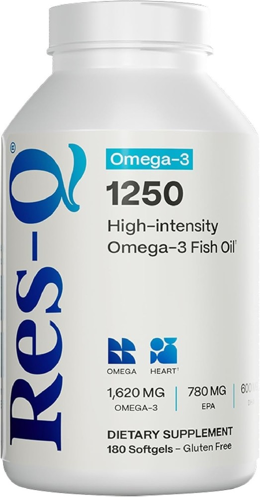 Res-Q 1250 High Potency Omega-3 Fish Oil Softgels for Heart & Brain Health