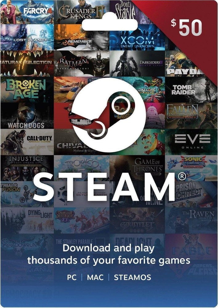 Steam Gift Card W/receipt $50 Steam Wallet Free Expedited Shipping Gaming-image