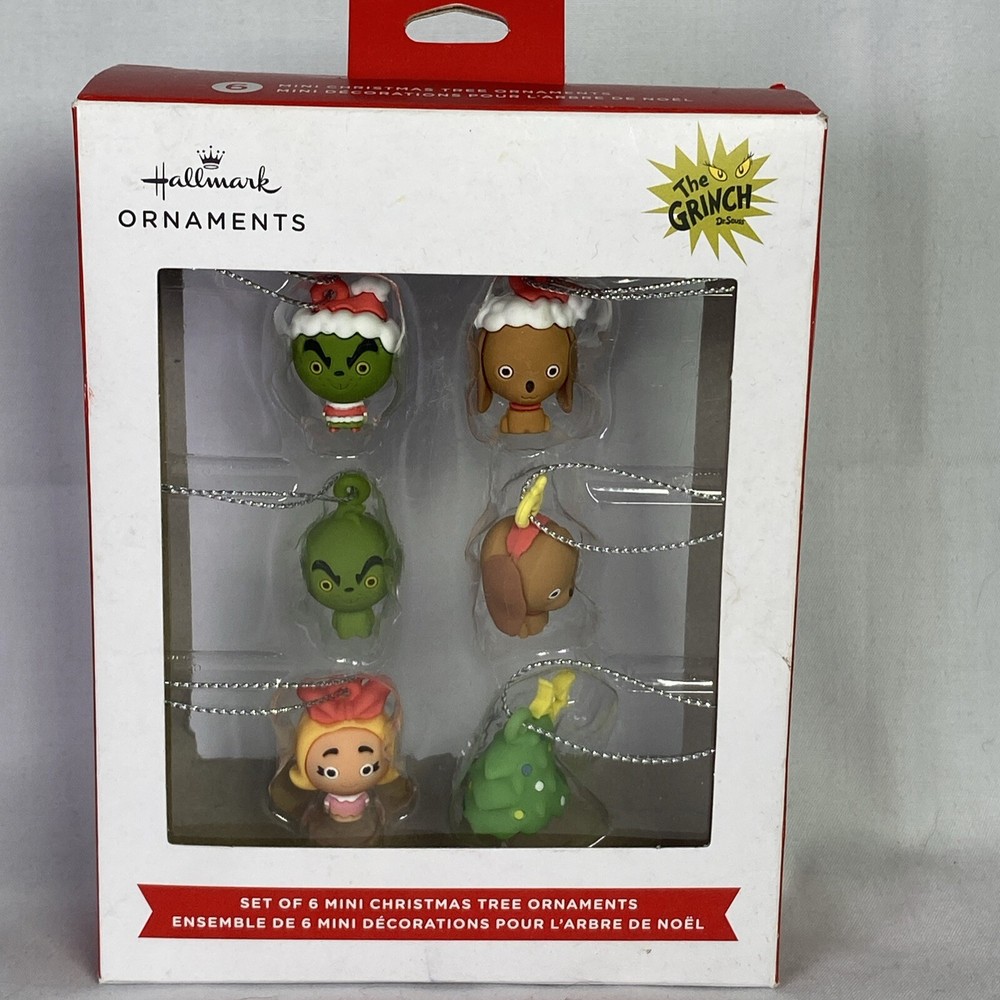 Hallmark Mini Fig Ornament Set - 6 Dr Seuss Characters Featuring The Grinch Max Cindy Lou Who
