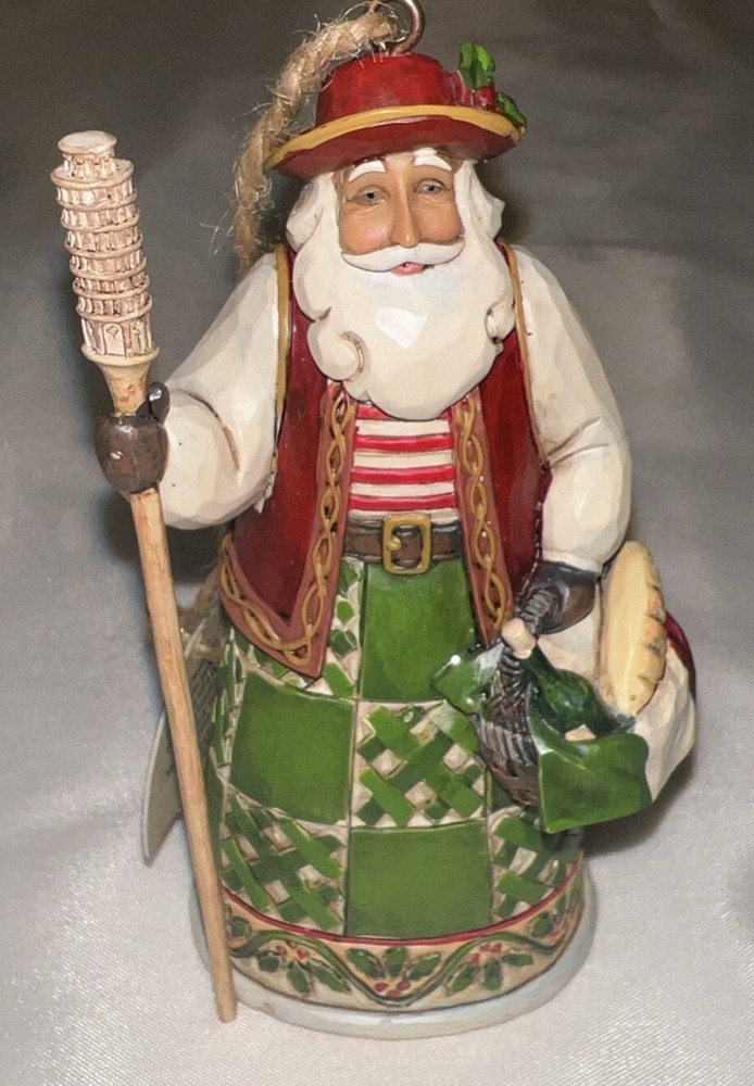Jim Shore Heartwood Creek Italian Santa Stone Resin Hanging Ornament, 4.75