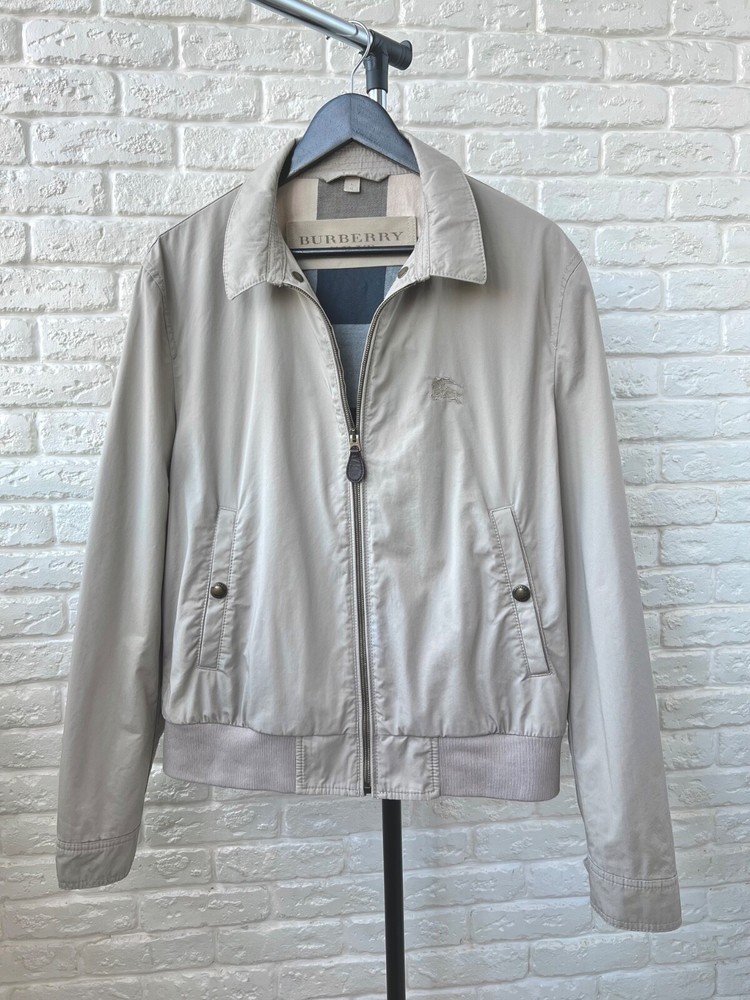 Burberry Brit Beige Checked Bomber Jacket Men's Size L