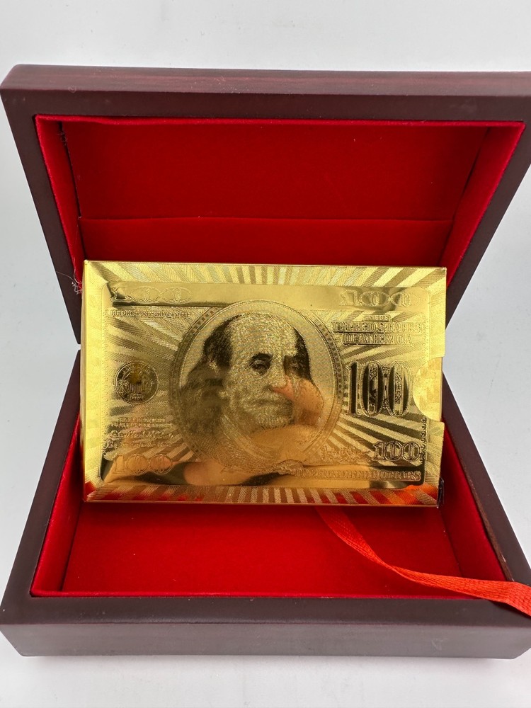 999.9 Gold Playing Cards Set w/ Wooden Display Box Luxury Poker Cards Gift