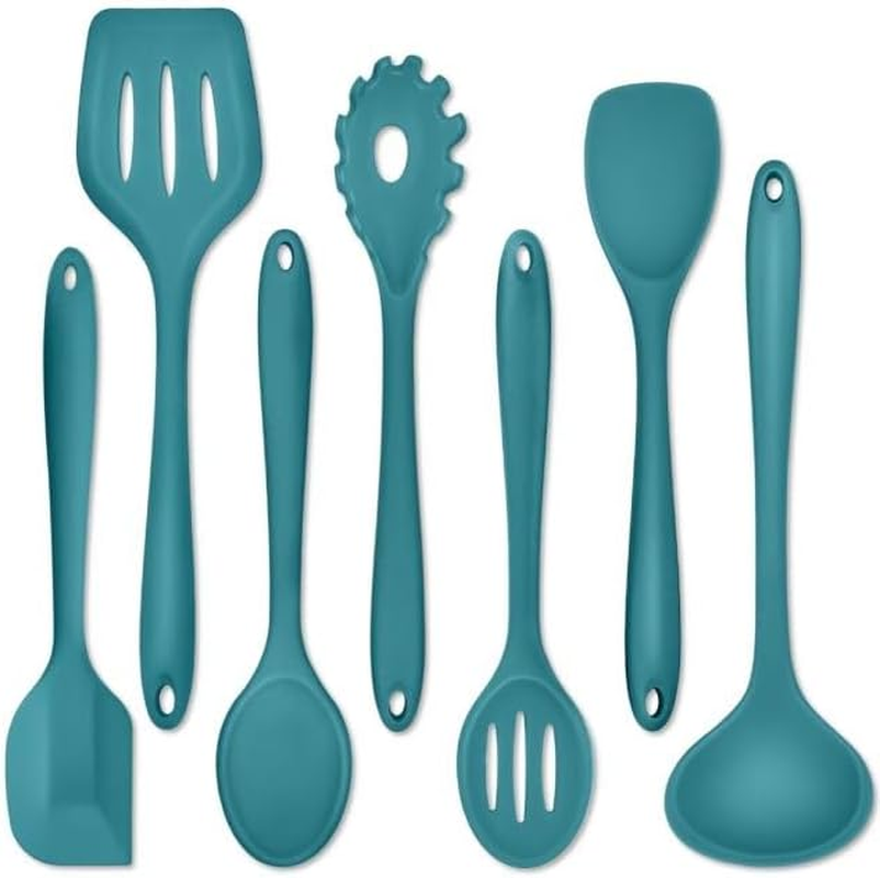 Silicone Blue Kitchen Utensils Set of 7,  Heat-Poof Cooking Cook Utensil for Hom