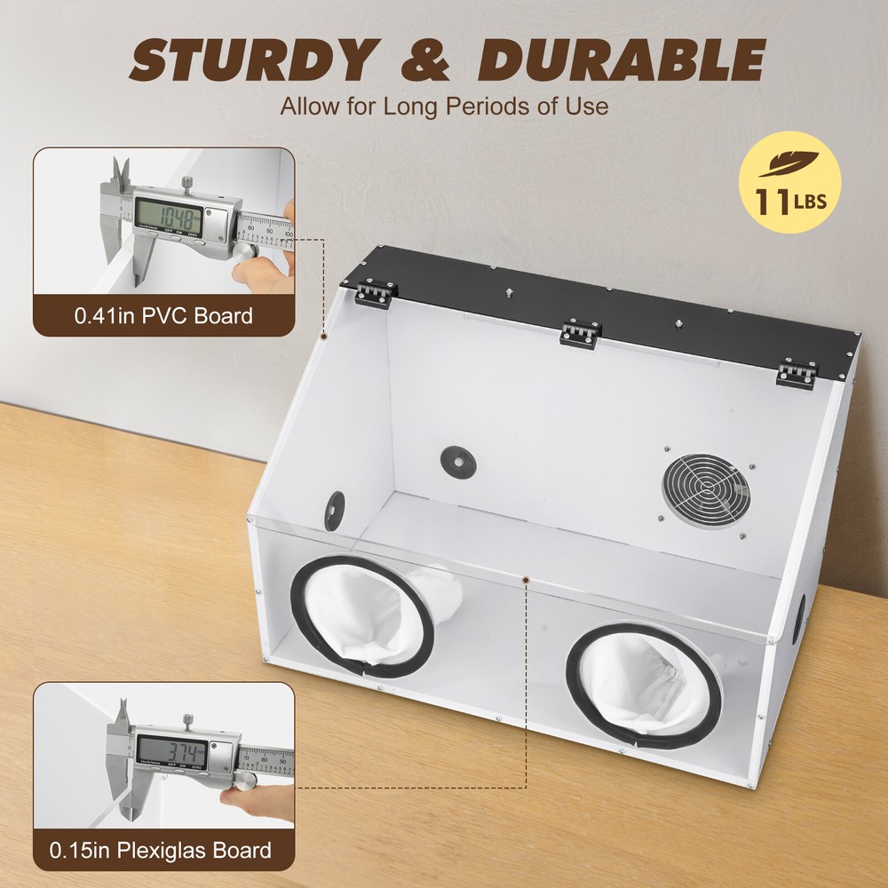 2 Holes Electric Fully Enclosed Grinding Polisher Acrylic Dust Box Cover W/LED