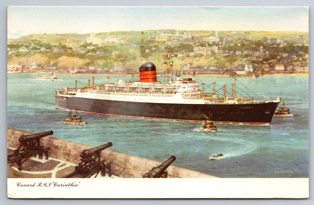 Vintage RMS Imnia Cunard Line Ocean Liner Queenstown Postcard Z12